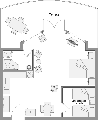 Room layout plan of the Venzia Apartment