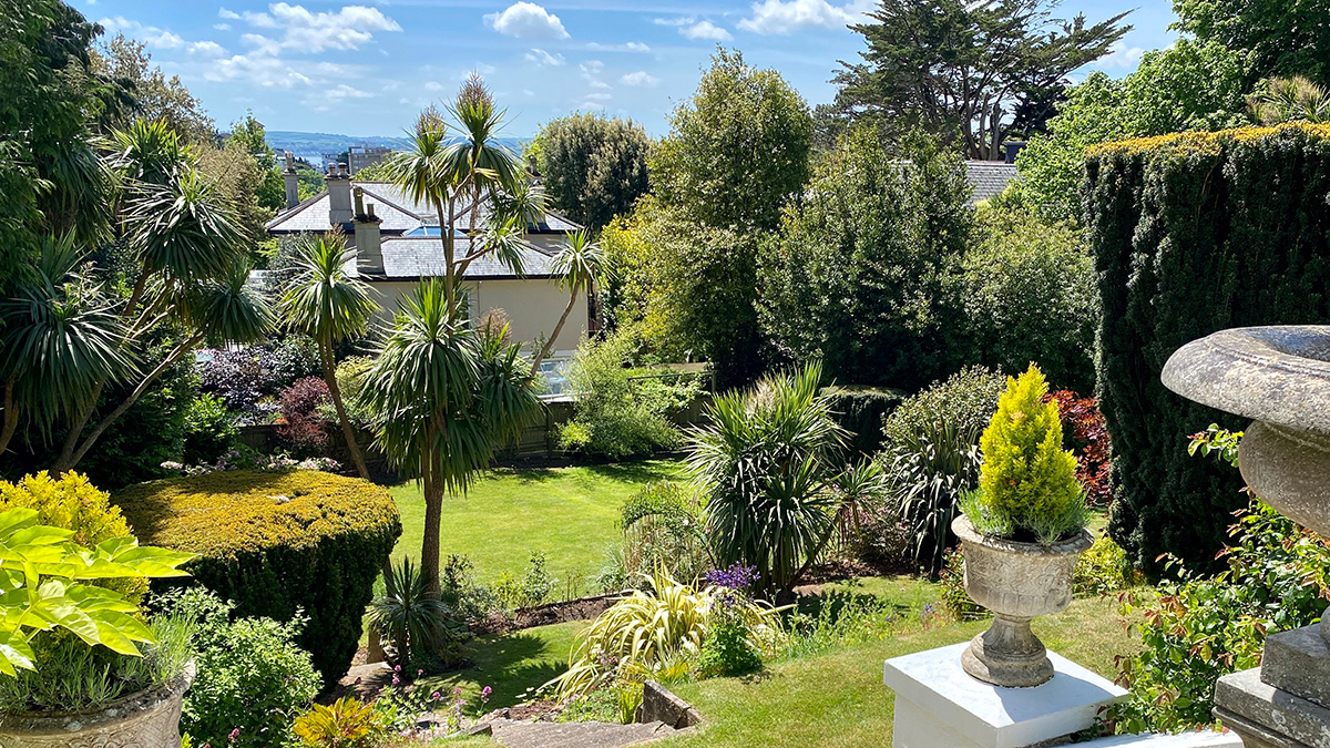 View over the garden at Vomero Apartments, Torquay